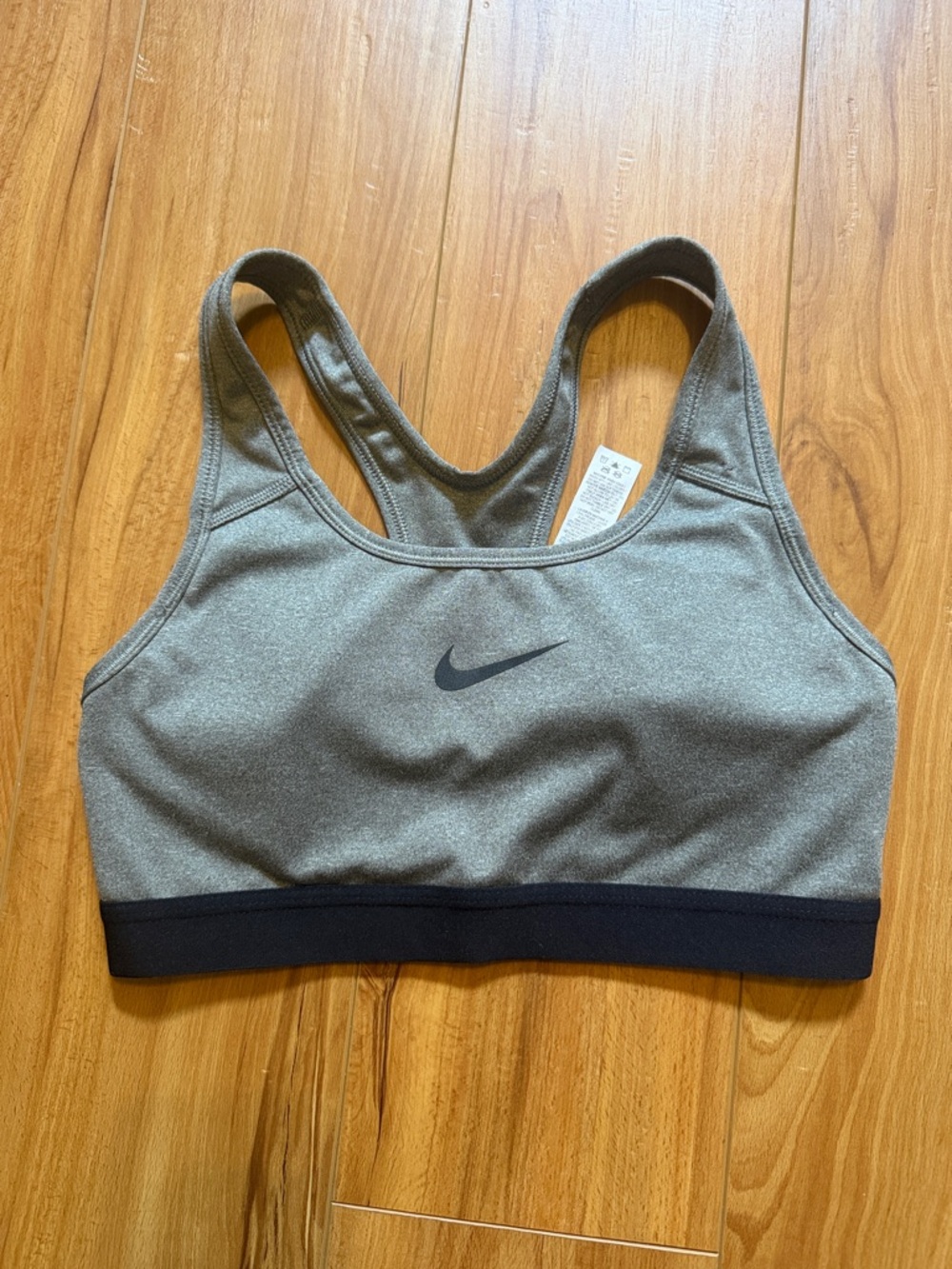 Nike Grey Racerback Sports Bra with Black Elastic Band Size Small